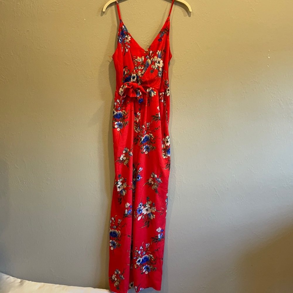 Nordstrom Soprano red jumpsuit with flowers